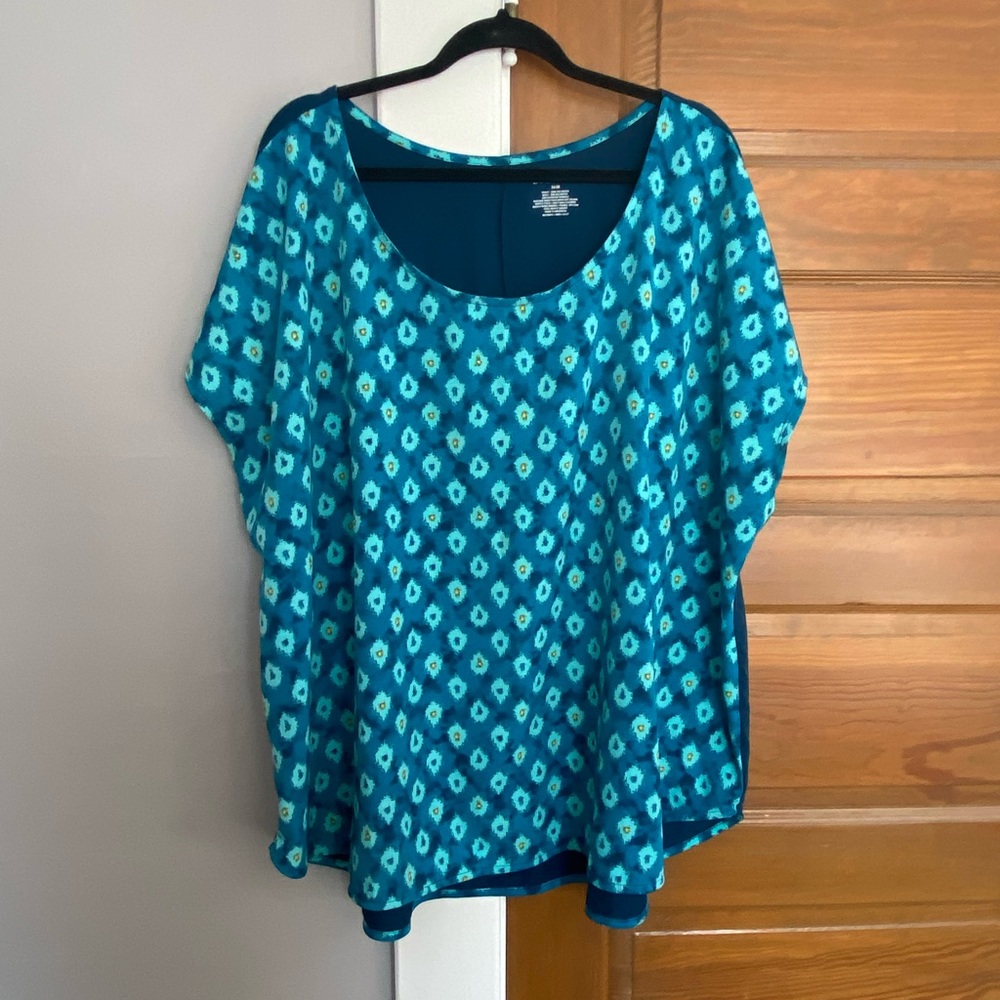 Lane Bryant Blue Patterned Top